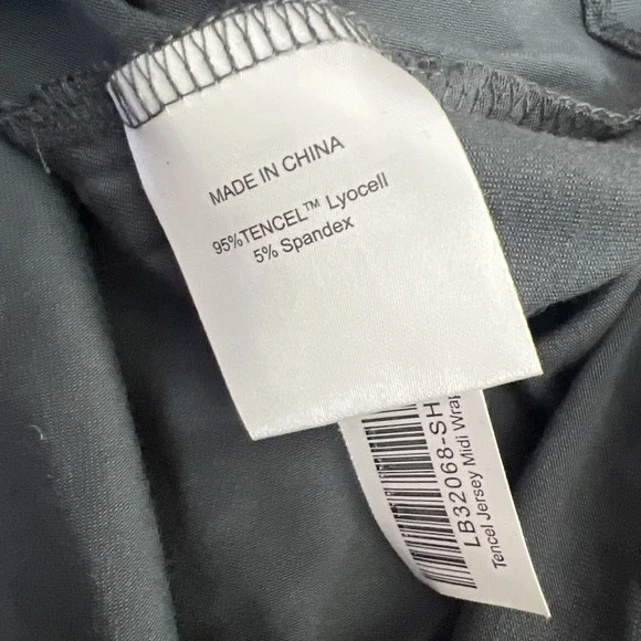 Quince Tencel Jersey Midi Wrap Dress Dark Olive Basic Sleeved XL Stretch NWT - Picture 7 of 8